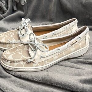 Elegant Coach Beige and White Loafers
